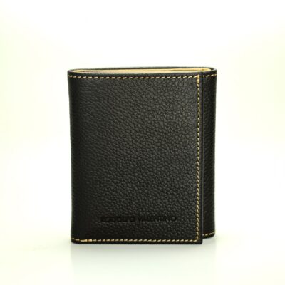 Billetera de caballero Trifold BC110A Flother Negro/Talco Marrón Claro