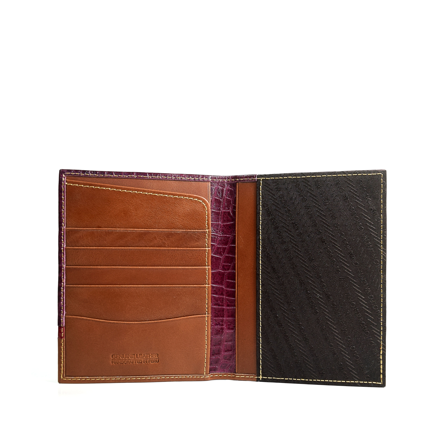 Portapasaporte PP002 Guinda Coco/Wax Caramelo/Richatto Rojo - Imagen 3
